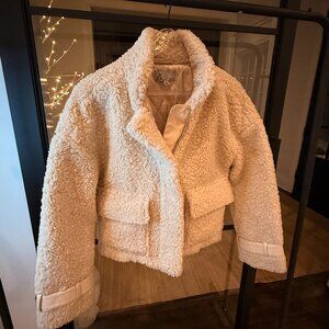 DH New York faux shearling "teddy" moto-style jacket Exc Cond!